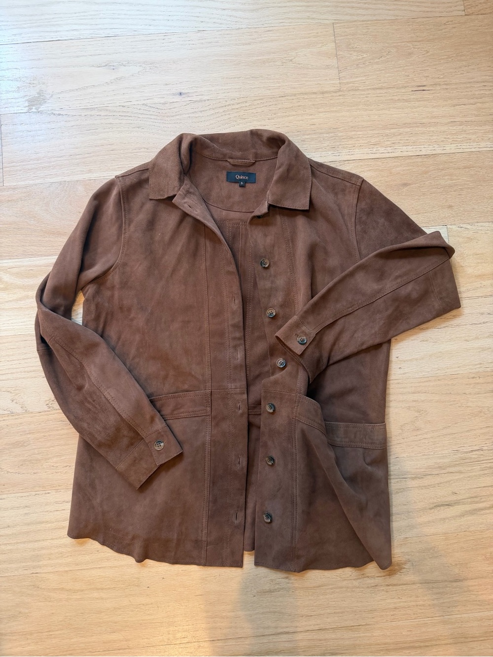 Quince Women's Chestnut Brown Suede Button-Front Jacket (sold out)
